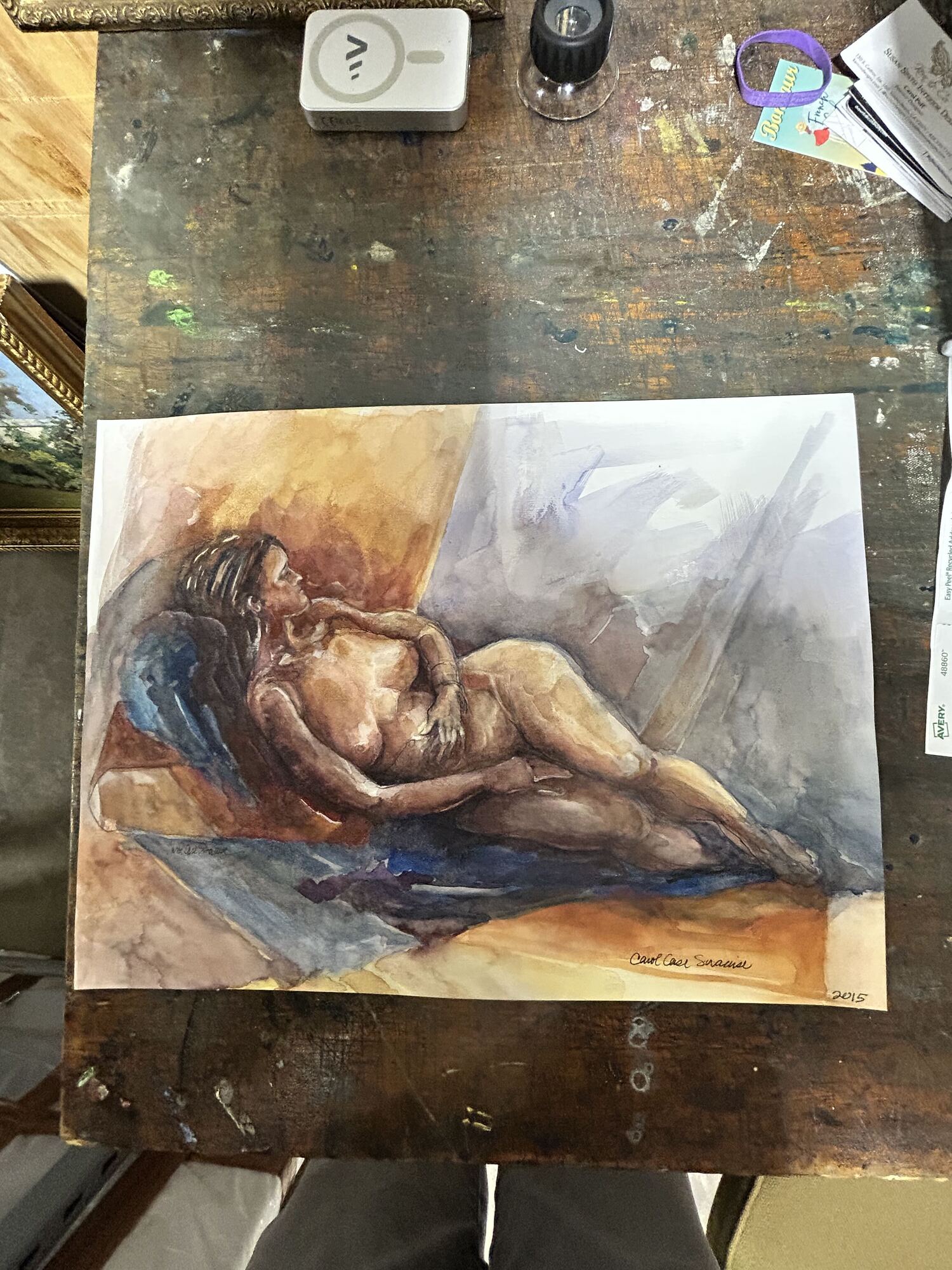 Reclining Figure in Watercolor